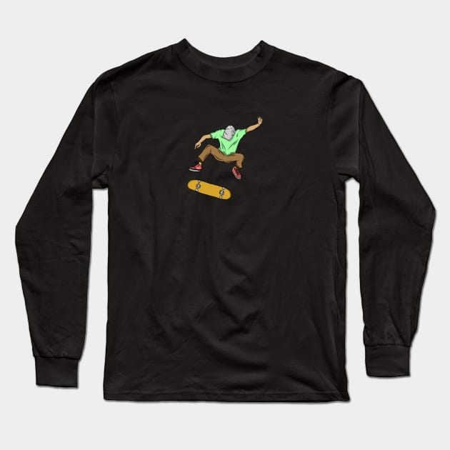 Skateboarding Long Sleeve T-Shirt by Aryaaa